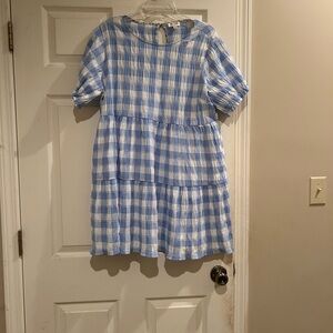 Blue and White Checkered Dress